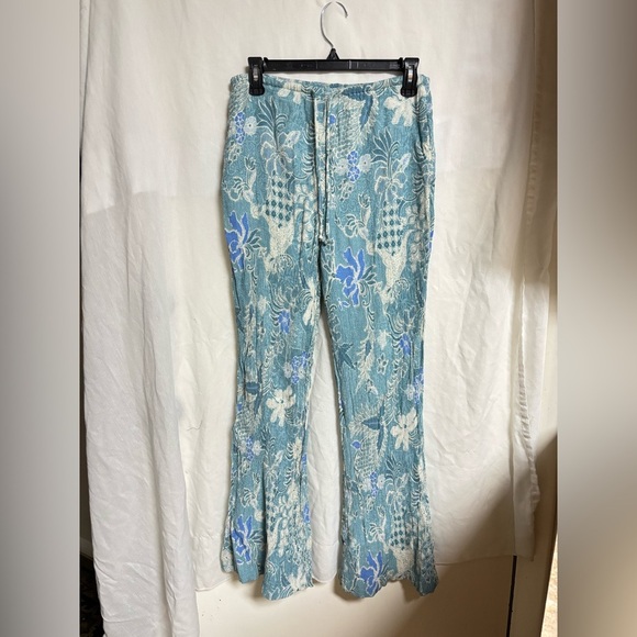 Abercrombie & Fitch Teal Floral Wide-Leg Pants - Picture 4 of 10